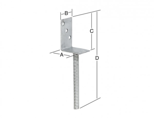 Leichter L-Stützenschuh 70 x 60 x 104 x 304 mm