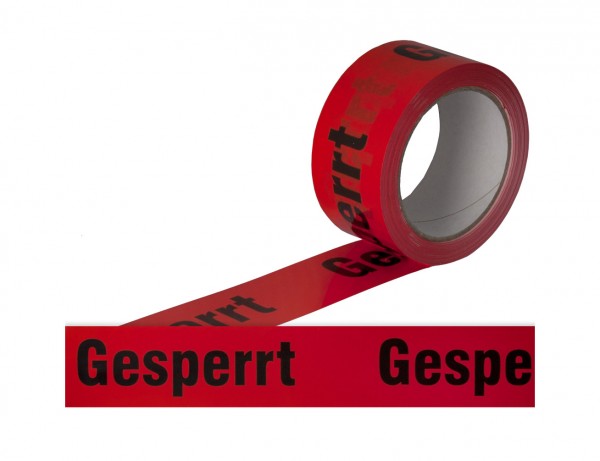 Warn-Klebeband &quot;Gesperrt&quot; | 50 mm x 66 m | signal-rot