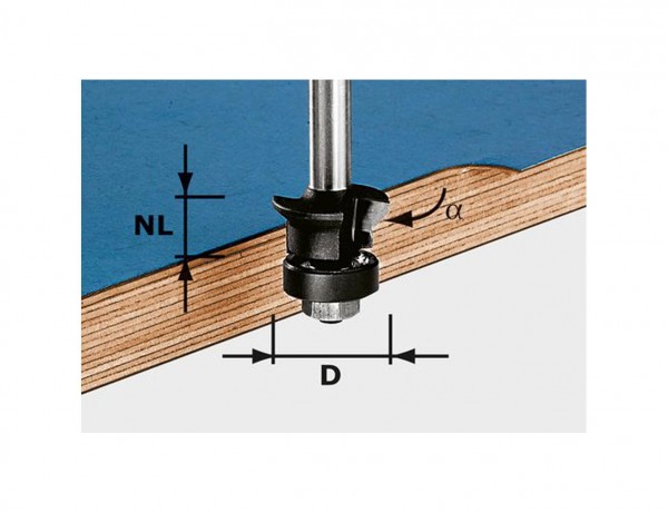 Fase-Bündigfräser HW S8 D24/0° +45°