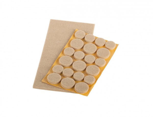 Parkettgleiter-SET BIGDUO | selbstklebend | beige | Ø 22 mm, Ø 28 mm, 200 x 100 mm