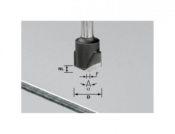 V-Nutfräser HW S8 D18-135°/Alu