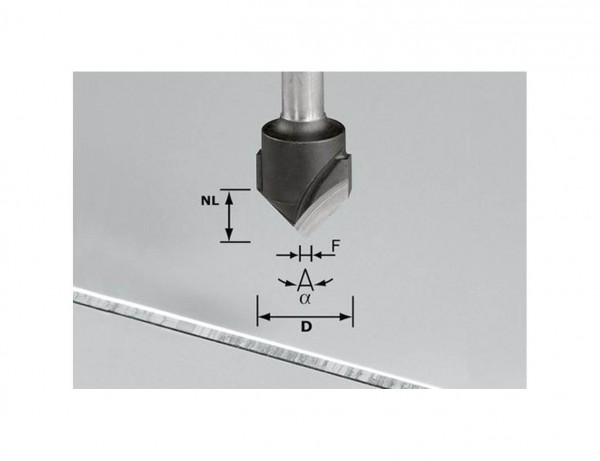 V-Nutfräser HW S8 D18-90°/Alu